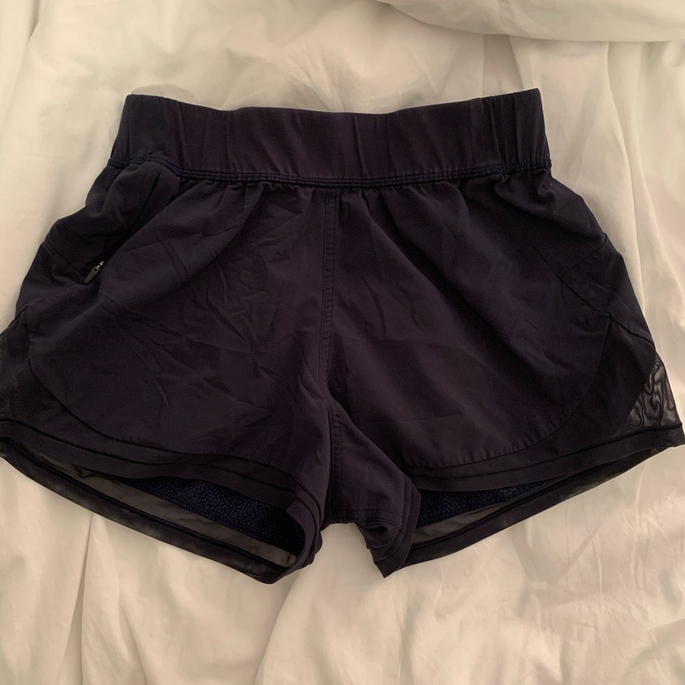 lululemon navy blue reversible shorts